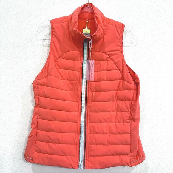 Tangerine Quilted Puffer Vest w/ Pockets & 2-Position Front Zipper in Papaya XL - Picture 1 of 13